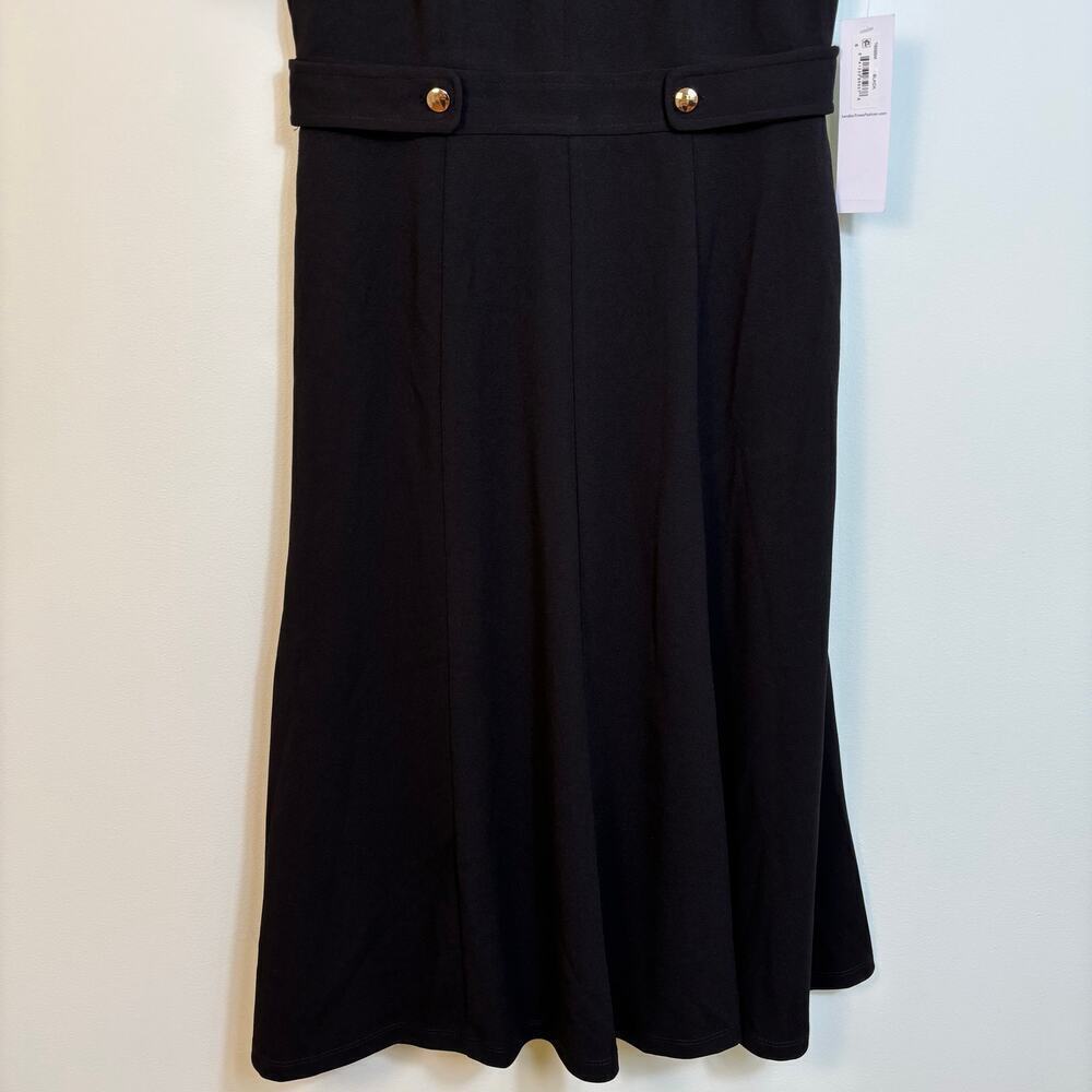 London Times Short Sleeve Fit and Flare Midi Dress Size 6 Taps Minimal Fall NWT - Picture 6 of 13